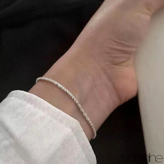 دستبند زنانه خاویاری نقره ای
